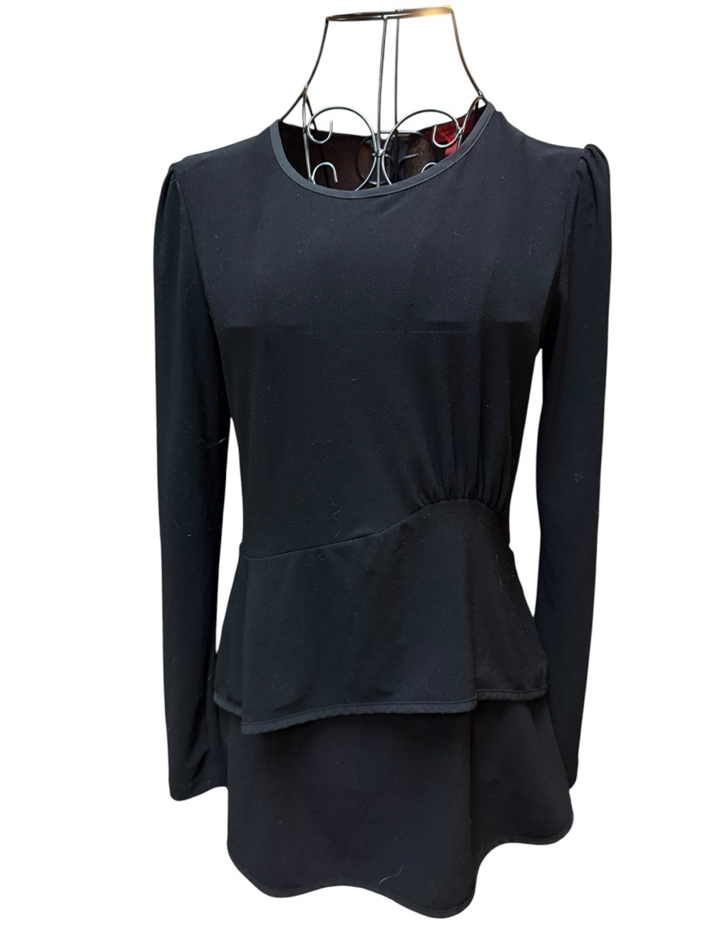 Narciso Rodriquez Classic Black Long-Sleeve Peplum Layered Goth Mini Dress XS